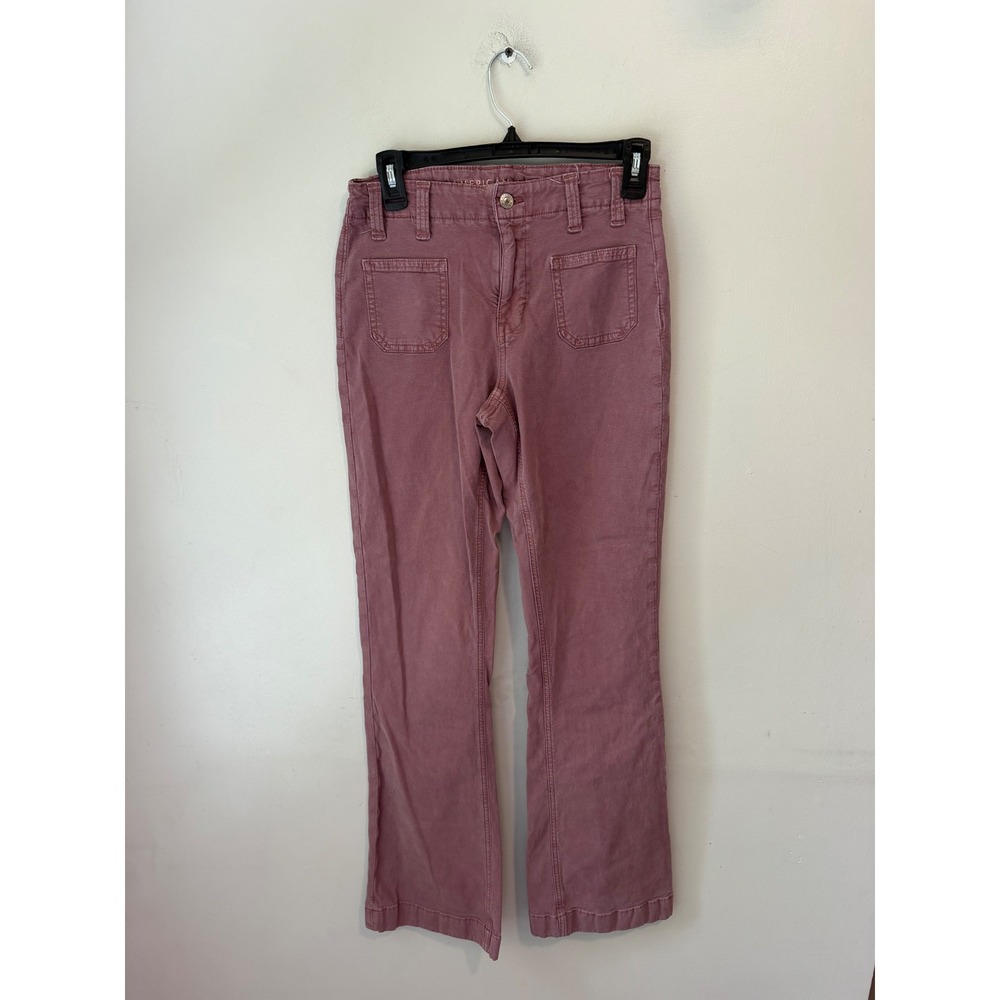 American Eagle Stretch Flare Utility Pants Mauve Purple Size 2 Long High Rise